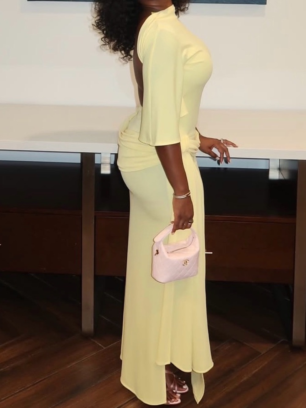 Zara backless yellow dress